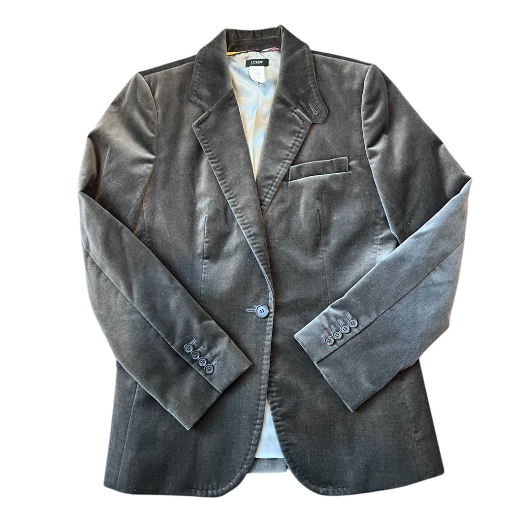 J. Crew Grey Green Colored Velvet Vintage Blazer c.2006 size 8